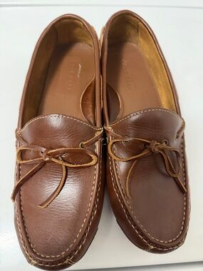 Cole Haan Chestnut Brown Leather Tie-Top Moccasin Loafers